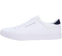 Sneaker TOMMY HILFIGER "VULC CORE LONG LACE", Herren, Gr. 40, weiß, Baumwolle, unifarben mit Farbeinsatz, Schuhe Sneaker, Freizeitschuh, Halbschuh, Schnürschuh mit Kontrastbesatz an der Ferse (9173085