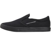 Slip-On Sneaker TOMMY HILFIGER "VULC CORE SLIP ON", Herren, Gr. 44, schwarz, Baumwolle, unifarben, Schuhe, Freizeitschuh, Halbschuh, Slipper mit seitlichem Logoschriftzug (71819702-44) schwarz