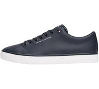 Sneaker TOMMY HILFIGER "TH HI VULC CORE LOW LTH II ESS", Herren, Gr. 40, blau (dunkelblau), Lederimitat, unifarben, sportlich, Schuhe, Freizeitschuh, Halbschuh, Schnürer in schmaler Form (11611748-40)