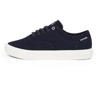 Sneaker TOMMY HILFIGER "TH HI VULC LOW OXFORD TWILL", Herren, Gr. 42, blau (dunkelblau), Textil, sportlich, Schuhe, Freizeitschuh, Halbschuh, Schnürschuh mit Label an der Ferse (44464313-42) dunkelbla