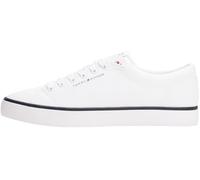 Sneaker TOMMY HILFIGER "TH HI VULC CORE LOW II MESH", Herren, Gr. 46, weiß, Textil, sportlich, Schuhe, Basic, Schnürschuh, Halbschuh, Freizeitschuh mit Logoschriftzug (49530130-46) weiß