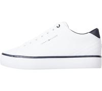Sneaker TOMMY HILFIGER "TH HI VULC CORE LOW LEATHER", Herren, Gr. 42, weiß, Leder, Lederimitat, unifarben mit Farbeinsatz, sportlich, Schuhe, Freizeitschuh, Halbschuh, Schnürer mit gepolstertem Schaft