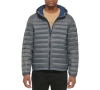 Tommy Hilfiger Herren Water Resistant Ultra Loft Filled Hooded Puffer Jacket Daunenalternativer Mantel, Dunkelgrau, L