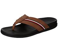 Tommy Hilfiger Herren Zehentrenner Sandalen Leather Toe Post Sandal aus Leder, Braun (Winter Cognac), 40 EU