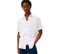Tommy Hilfiger Herrenhemden mit kurzen Ärmeln, aus Leinen, mit Knopfleiste in normaler Passform, Weiss/opulenter Garten, XL