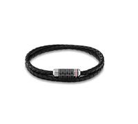 Tommy Hilfiger Herrenschmuck Tube Double Wrap Braided Leather Bracelet Farbe: Schwarz (Modell: 2790327)
