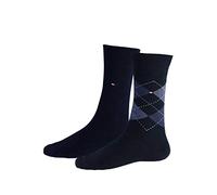 TOMMY HILFIGER Herrensocken Doppelpack Rautenmuster blau Größe 39-42