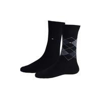 TOMMY HILFIGER Herrensocken Doppelpack Rautenmuster schwarz/grau Größe 43-46