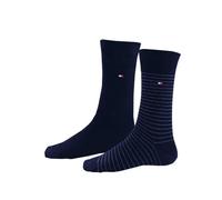 Socken TOMMY HILFIGER "TH MEN SMALL STRIPE SOCK 2P", Herren, Gr. 43-46, blau (schwarz navy), Baumwollmischung, Elasthan, Polyamid, normal, Socken, Tommy Hilfiger-Branding (76150863-43) schwarz navy