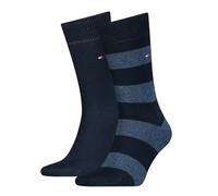 TOMMY HILFIGER Herrensocken Doppelpack Uni/Ringel dunkelblau Größe 39-42