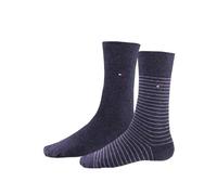 Tommy Hilfiger Herrensocken Doppelpack Uni/Ringel grau Größe 43-46