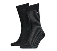 Tommy Hilfiger Herrensocken Doppelpack Uni/Ringel schwarz Größe 43-46