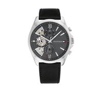 Tommy Hilfiger Multi Zifferblatt Quarz Uhr für Herren mit Schwarzes Lederarmband - 1710644