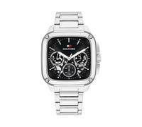Multifunktionsuhr TOMMY HILFIGER "Herald Skeleton", silberfarben, schwarz, Armbanduhren, Herren, Quarzuhr, Armbanduhr, Herrenuhr, Edelstahlarmband, analog (83282364-0) silberfarben, schwarz