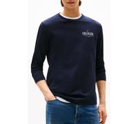 Longsleeve TOMMY HILFIGER "HILFIGER STACK LS TEE", Herren, Gr. XL, blau (desert sky), Single Jersey, Obermaterial: 100% Baumwolle, casual, hüftbedeckend, Rundhals, Langarm, Shirts, Kontrastfarbener Pr