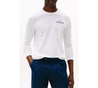 Longsleeve TOMMY HILFIGER "HILFIGER STACK LS TEE", Herren, Gr. S, weiß, Single Jersey, Obermaterial: 100% Baumwolle, casual, hüftbedeckend, Rundhals, Langarm, Shirts, Kontrastfarbener Print auf der Br