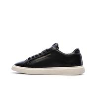 Plateausneaker TOMMY HILFIGER "ICON COURT LIGHT WEIGHT SHINNY", Damen, Gr. 42, schwarz, Leder, Lederimitat, Schuhe Plateausneaker, Freizeitschuh, Halbschuh, Schnürer mit TH-Logo - klein ausfallend (20