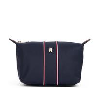 Kosmetiktasche TOMMY HILFIGER "TH ICON WASHBAG NYLON CORP", Damen, Gr. B/H/T: 29cm x 14,5cm x 13,5cm, blau (dunkelblau), Textil, Leder, Taschen, Reise, Damen Kulturbeutel mit Kontrastbesätzen in Tommy