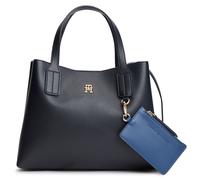 Henkeltasche TOMMY HILFIGER "TH ICON MINI SATCHEL", Damen, Gr. B/H/T: 28cm x 22,5cm x 12,5cm, dunkelblau, Lederimitat, Taschen, Damen Tragetaschem Umhängetasche mit abnehmbarem RV-Täschchen (93096701-