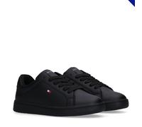 Sneaker TOMMY HILFIGER, Kinder, Gr. 35, schwarz, Lederimitat, modisch, Schuhe, Konfirmationsschuh, Kommunionsschuh mit Logoverzierung (67346003-35) schwarz