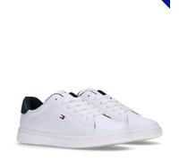 Sneaker TOMMY HILFIGER, Kinder, Gr. 35, weiß (weiß, blau), Lederimitat, modisch, Schuhe, Konfirmationsschuh, Kommunionsschuh mit Logoverzierung (69592329-35) weiß, blau