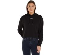 Tommy Jeans Damen Hoodie Cropped Logo mit Kapuze, Schwarz (Black), M