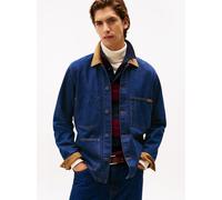 Jeansjacke TOMMY HILFIGER "CHORE JACKET", Herren, Gr. L, lincoln indigo, Denim/Jeans, Obermaterial: 100% Baumwolle, casual, Langarm Manschette, Jacken, Freizeitjacke, Übergangsjacke mit Cord-Kragen, r