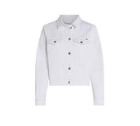 Jeansjacke TOMMY HILFIGER "DNM SLIM JACKET WHITE", Damen, Gr. 42, weiß (optic weiß), Denim/Jeans, Obermaterial: 99% Baumwolle, 1% Elasthan, unifarben, casual, slim fit kurz, Langarm 1-Knopf-Manschette