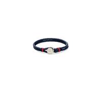 Lederarmband TOMMY HILFIGER "NAUTICAL", edelstahlfarben, blau, rot, gelbgoldfarben, Armbänder, Damen, 19cm, Edelstahl Leder, Edelstahl, Leder, Lederarmband (38712219-0) edelstahlfarben, blau, rot, gel