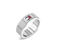 Fingerring TOMMY HILFIGER "H-LINK" Gr. 62, silber (edelstahlfarben, rot, blau, weiß), Fingerringe, Herren, 62, Edelstahl, Fingerring, Emaille (92902300-62) edelstahlfarben, rot, blau, weiß