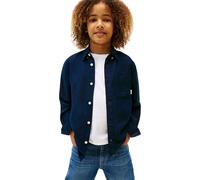 Tommy Hilfiger Jungen Hemd Linen Blend Relaxed Fit, Blau (Dark Night Navy), 8 Jahre