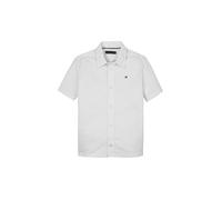 Kurzarmhemd TOMMY HILFIGER "STRETCH OXFORD SHIRT SS", Jungen, Gr. 14 (164), N-Gr, weiß, Web, Obermaterial: 97% Baumwolle, 3% Elasthan, unifarben, regular fit, abgesteppt, Hemden, mit Logostickerei (90
