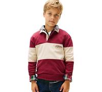 Tommy Hilfiger Jungen Poloshirt Langarm Colourblock mit Kontrast-Kragen, Rot (Gulf Sand Colourblock), 92