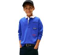 Tommy Hilfiger Jungen Poloshirt Langarm Multi Print mit Kontrast-Kragen, Blau (Majesty Blue), 8