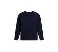 Strickpullover TOMMY HILFIGER, Jungen, Gr. 4 (104), schwarz night navy, Strick, Obermaterial: 100% Baumwolle, regular fit normal, Rundhals, eingesetzt Bündchen, Pullover Strickpullover, Regular fit, f