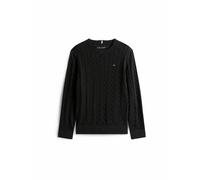 Tommy Hilfiger Jungen Pullover Cotton Cable mit Rundhalsausschnitt, Schwarz (Black), 10 Jahre