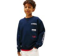 Tommy Hilfiger Jungen Sweatshirt Multi Print mit Rückenlogo, Blau (Dark Night Navy), 7 Jahre