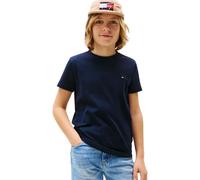 Tommy Hilfiger Jungen T-Shirt Kurzarm Essential aus Baumwolle, Blau (Dark Night Navy), 12 Jahre