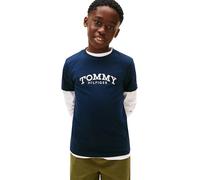 T-Shirt TOMMY HILFIGER, Jungen, Gr. 86, blau (schwarz night navy), Single Jersey, Obermaterial: 100% Baumwolle, unifarben, regular fit normal, Rundhals, eingesetzt abgesteppte Kante, Shirts T-Shirt, R