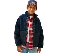 Bomberjacke TOMMY HILFIGER "TEDDY QUILTED BOMBER", Jungen, Gr. 3 (98), schwarz night navy, Web, Obermaterial: 100% Polyester, unifarben, regular fit normal, Rundhals, eingesetzt gerader Abschluss, Jac