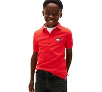 Poloshirt TOMMY HILFIGER "WAVY FLAG POLO ITHICA PLACKET SHORT SLEEVE", Mädchen, Gr. 12 (152), rapid rot, Piqué, Obermaterial: 100% Baumwolle, unifarben, regular fit normal, hoch geschlossener Ausschni
