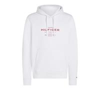 Kapuzensweatshirt TOMMY HILFIGER "OVAL GRAPHIC HOODIE", Herren, Gr. M, weiß, Sweatware, Obermaterial: 63% Baumwolle, 37% Polyester, unifarben, casual, regular fit normal, Rundhals, Langarm eingesetzt