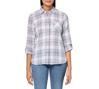 Tommy Hilfiger Kariertes Lurex-Shirt für Damen mit Knopfleiste, Solid Blue, X-Klein