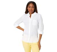 Tommy Hilfiger Kariertes Lurex-Shirt für Damen mit Knopfleiste, Weiss/opulenter Garten, XX-Large