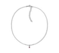 Kette mit Anhänger TOMMY HILFIGER "TH TENNIS", edelstahlfarben, rot, weiß, blau, kristallweiß, Halsketten, Damen, Edelstahl, L: 41 B: 2mm, mit Glasstein - Emaille, B:2mm (19448526-0) edelstahlfarben,