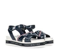 Tommy Hilfiger Kinder Schuh Sandalen - Plateau Riemchen-Sandale Klett, Farbe:Blau, Schuhe NEU:EU 30