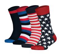 TOMMY HILFIGER Kinder Socken, 4er Pack - Stripe & Stars Only Sock 4P, ECOM Schwarz/Rot 23-26