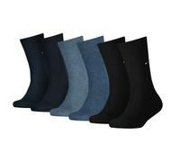 Socken TOMMY HILFIGER "TH CHILDREN SOCK TH BASIC 6P ECOM", Mädchen, Gr. 35-38, blau (denim combo), Baumwollmischung, normal, Socken Socken, Mit kleinem Rippenbündchen und Logo (36261112-35) denim comb