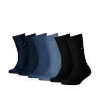 Socken TOMMY HILFIGER "TH CHILDREN SOCK TH BASIC 6P ECOM", Damen, Gr. 23-26, blau (denim combo), Baumwollmischung, normal, Socken Socken, Mit kleinem Rippenbündchen und Logo (36261112-23) denim combo