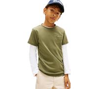 Tommy Hilfiger Kinder Unisex T-Shirt Kurzarm Mini aus Baumwolle, Grün (Battle Green), 7 Jahre
